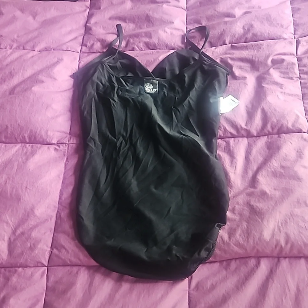 Danskin New York City Ballet camisole mock wrap black leotard size L - Picture 5 of 8